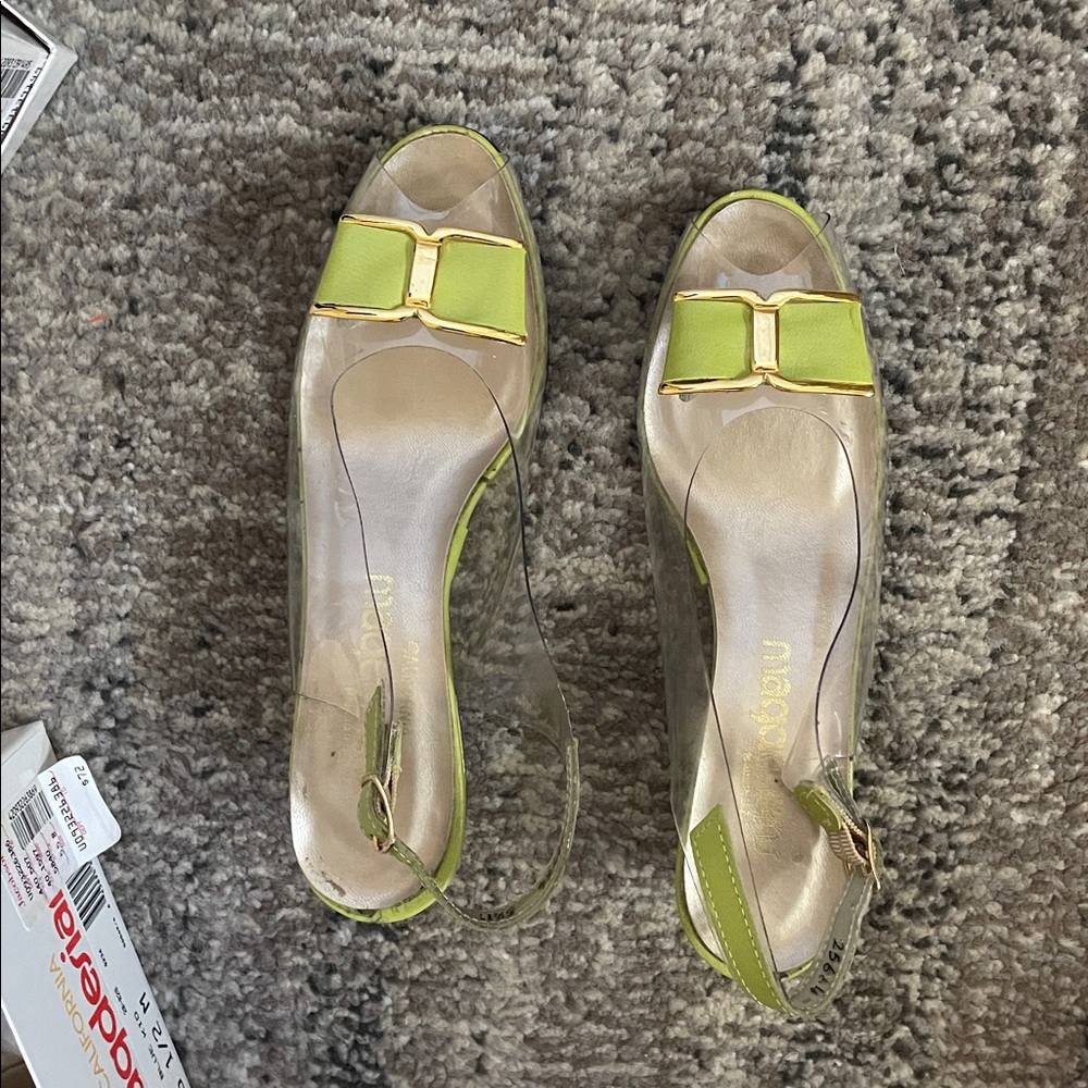 🖤5/$25 Clear Women's vintage California Sandals 5.5 slingbacks Time green